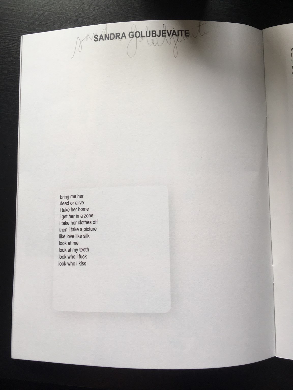 poem print in a magazine